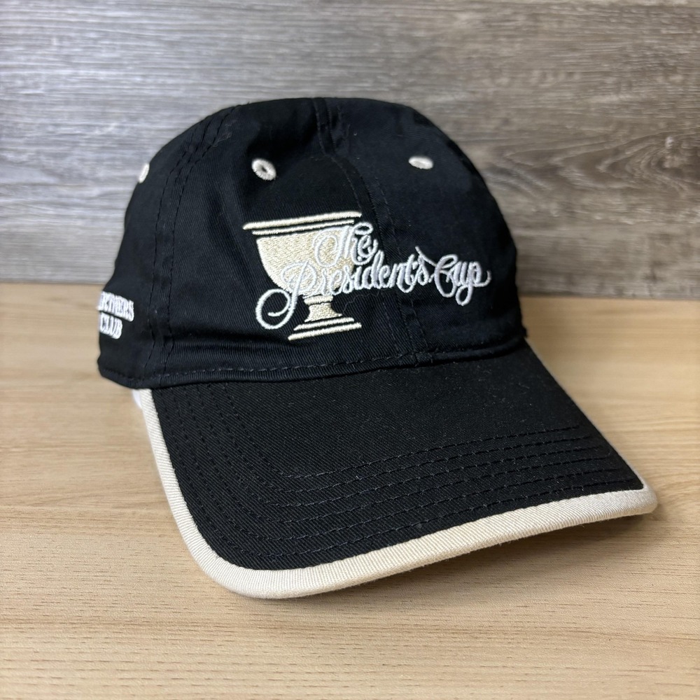 The Presidents Cup Hat Cap Strap Back Mens One Size Black PGA Golf Partners Club